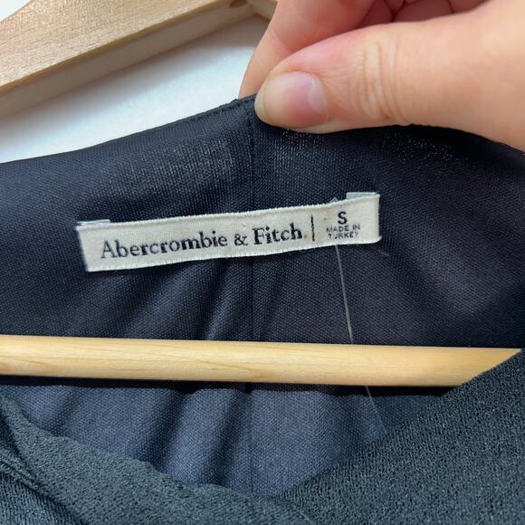 Abercrombie Black Cinched Ruched Cut Out Stretch Long Sleeve Midi Dress Small - Picture 6 of 8